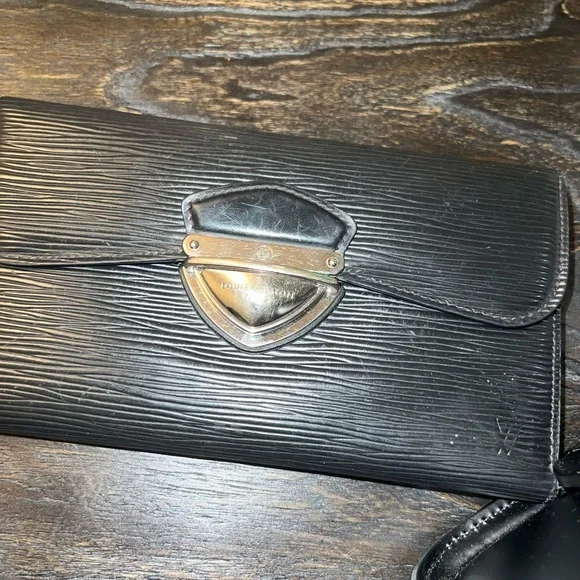 louis vuitton black leather handbag with wallet - Picture 8 of 9